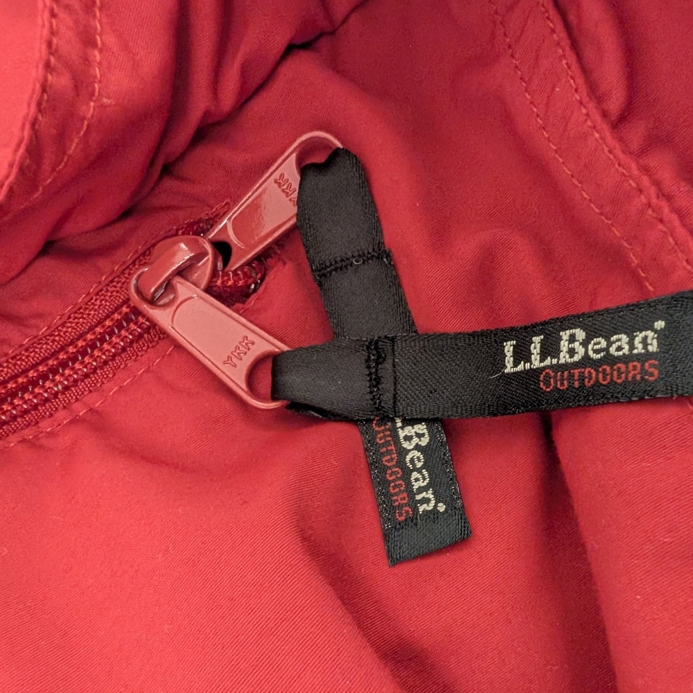 LLBEAN Vintage Red Thinsulate Jacket Anorak Squall Fleece Lined Hooded Large - Picture 13 of 15
